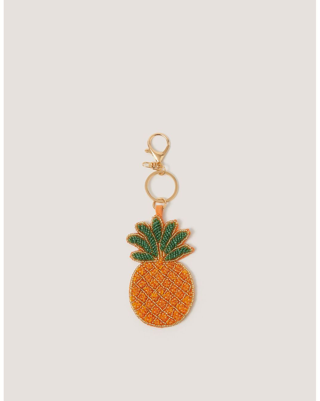 Monsoon White Pineapple Beaded Bag Charm