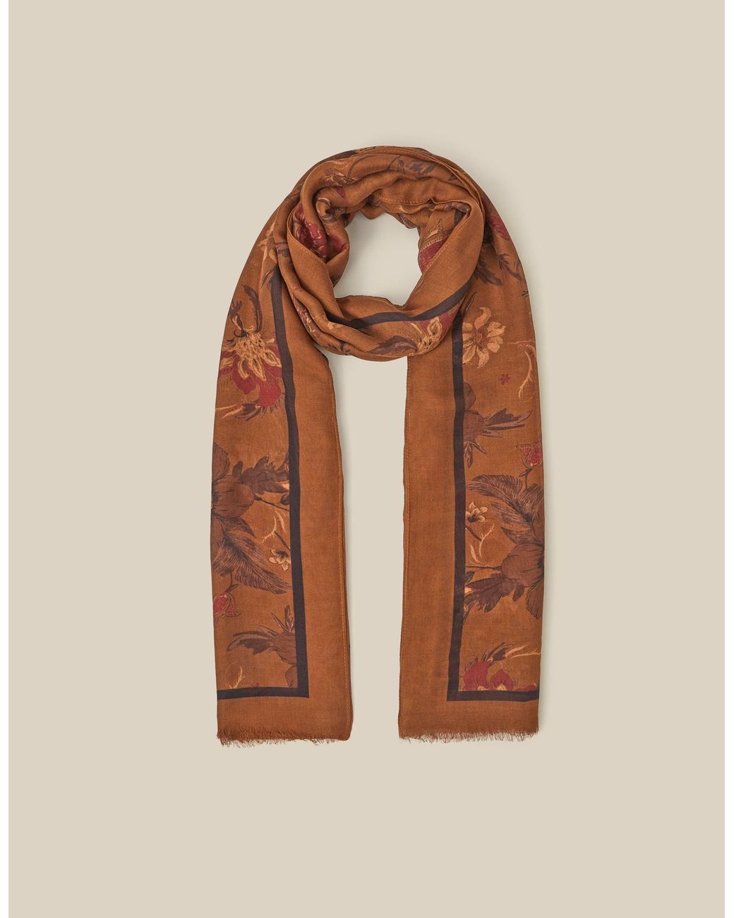Monsoon Brown Princella Floral Print Scarf