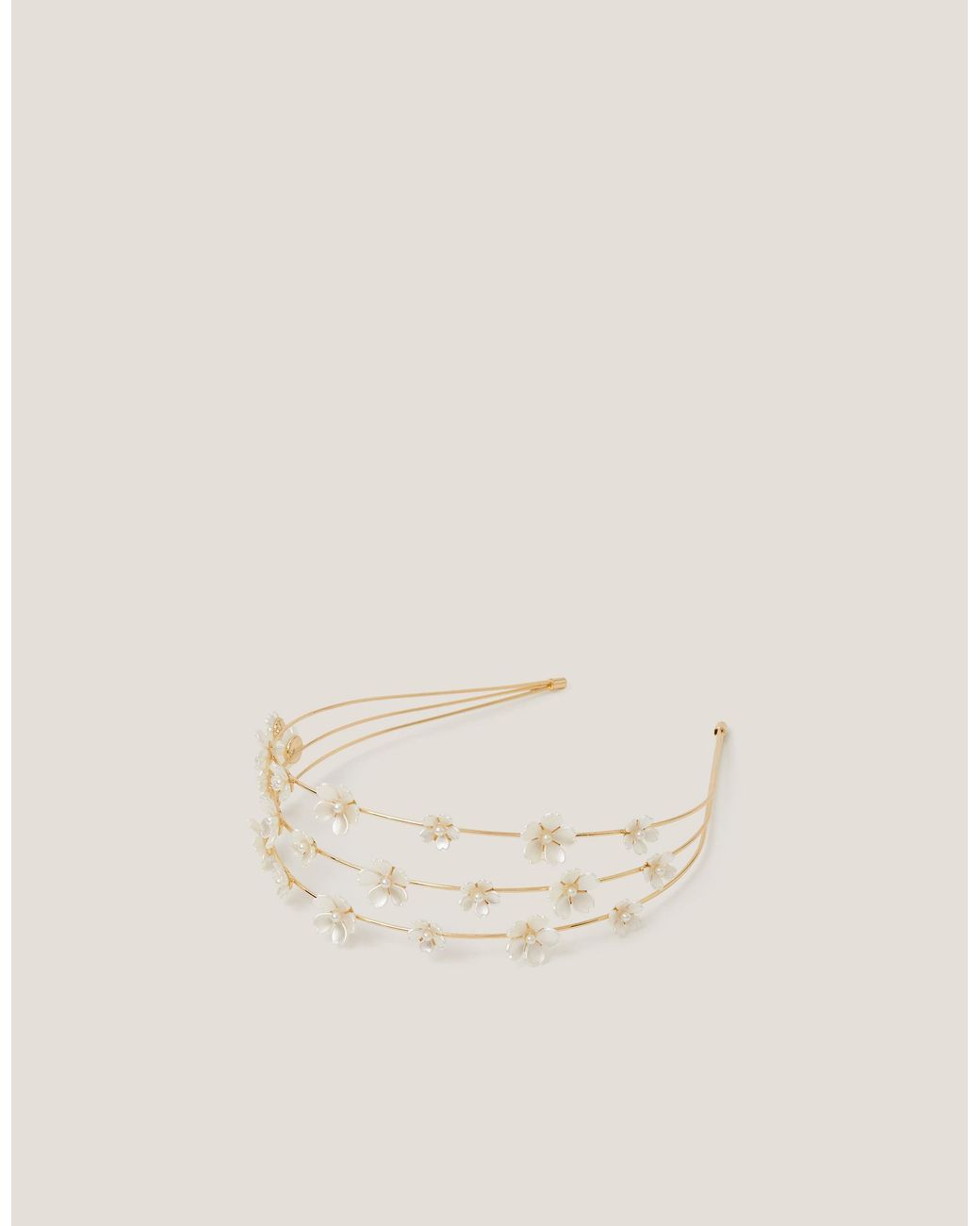 Monsoon Natural Flower Pearl Wire Headband Ivory