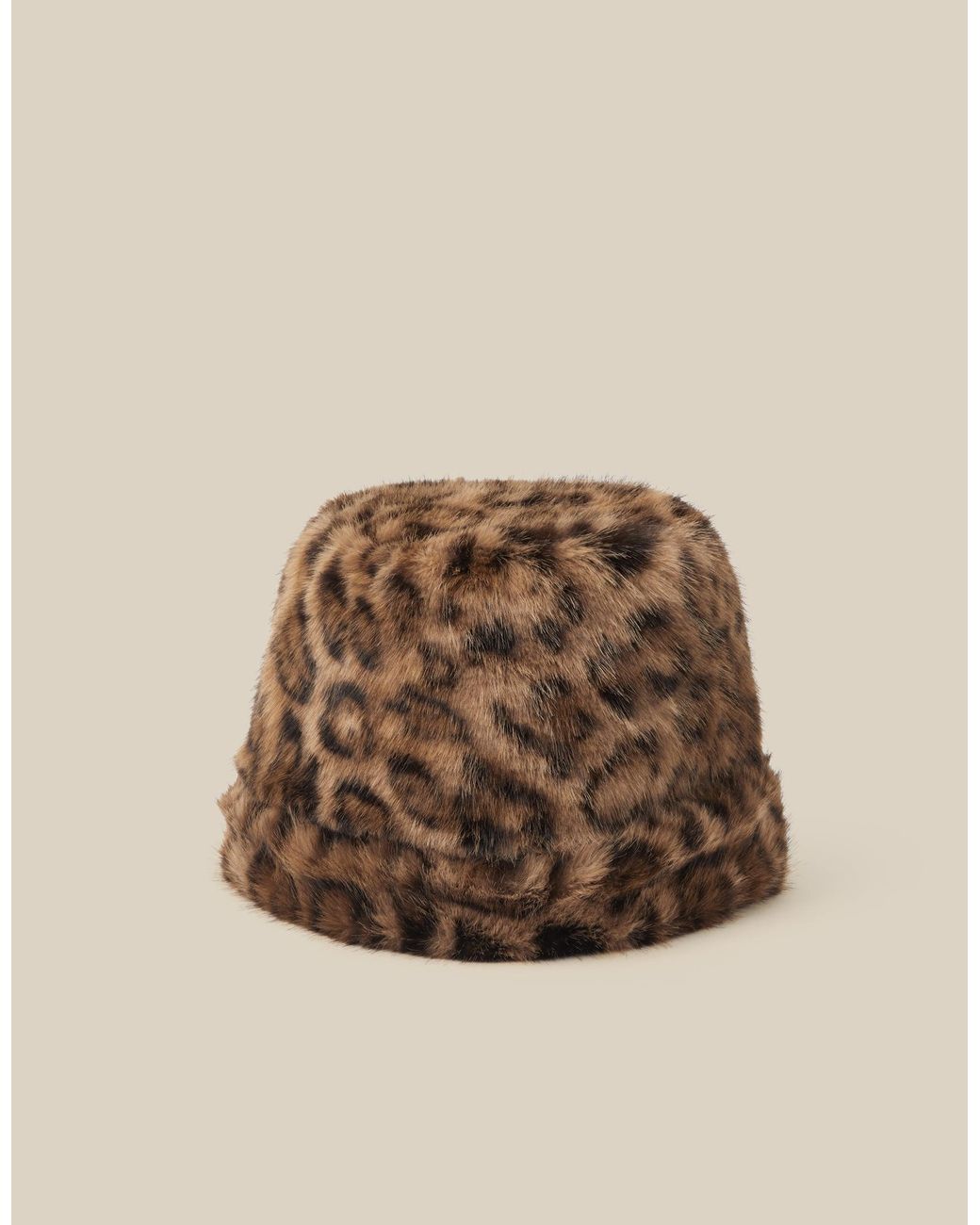 Monsoon Natural Niya Leopard Print Faux Fur Hat