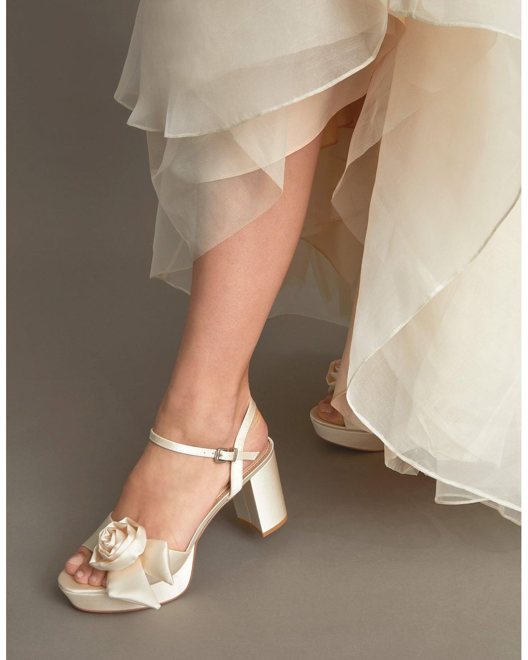 Monsoon Brown Rosette Platform Sandals Ivory