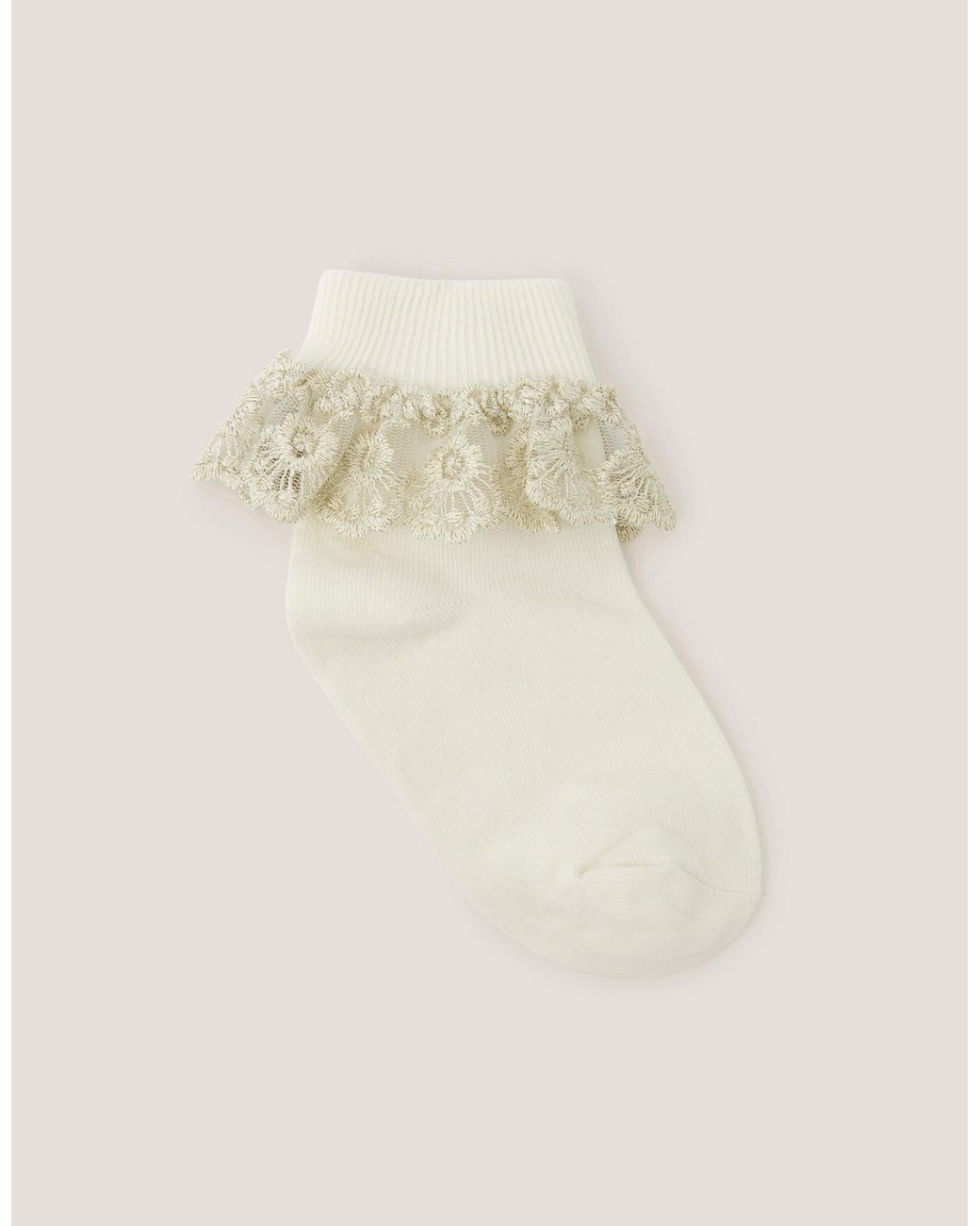 Monsoon Natural Sparkle Lace Socks Ivory