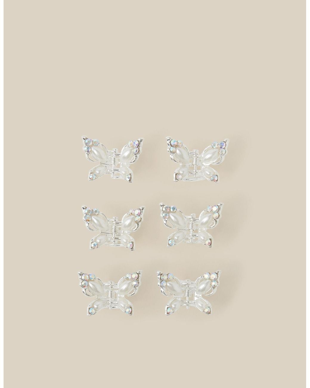 Monsoon Natural 6-pack Bridesmaid Butterfly Claw Clips Silver