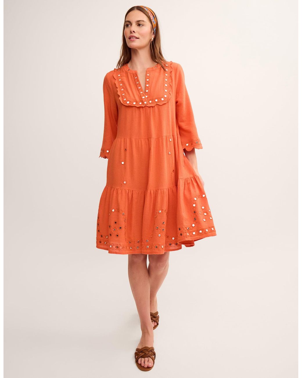 Monsoon Maddie Mirror Midi Kaftan Orange