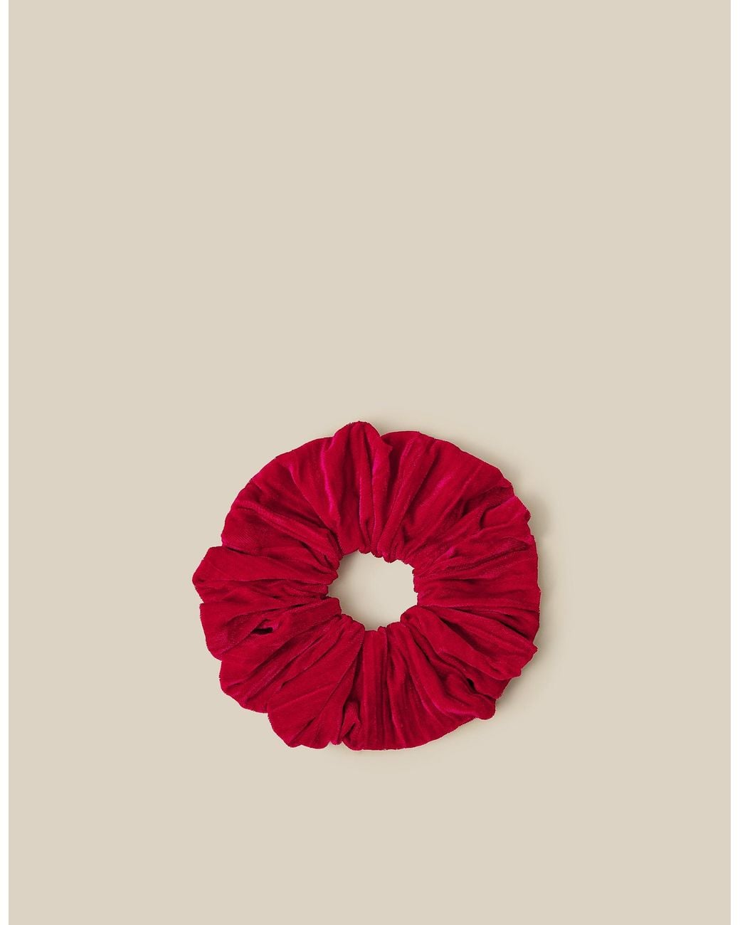 Monsoon Red Crushed Velvet Hair Scrunchie