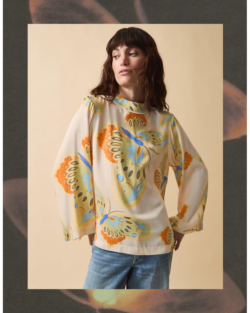 Monsoon White Clemence Aurelie Butterfly Top Ivory