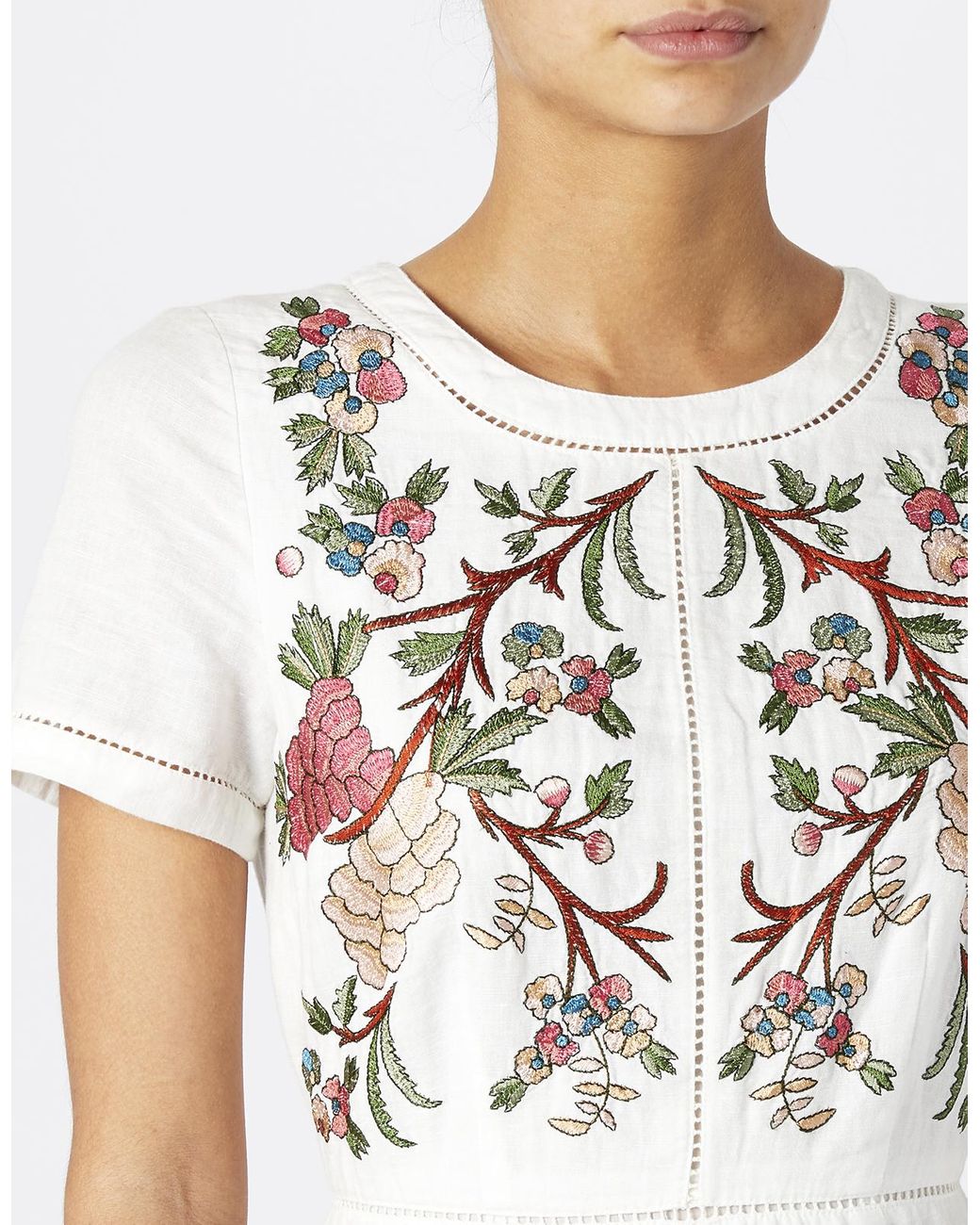 Monsoon Lilou Linen Embroidered Dress 