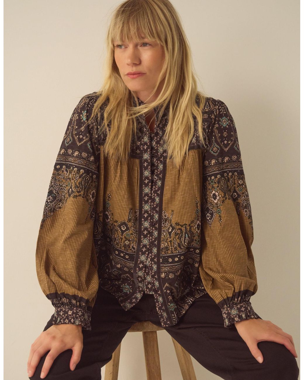 Monsoon Brown Branwen Floral Print Blouse