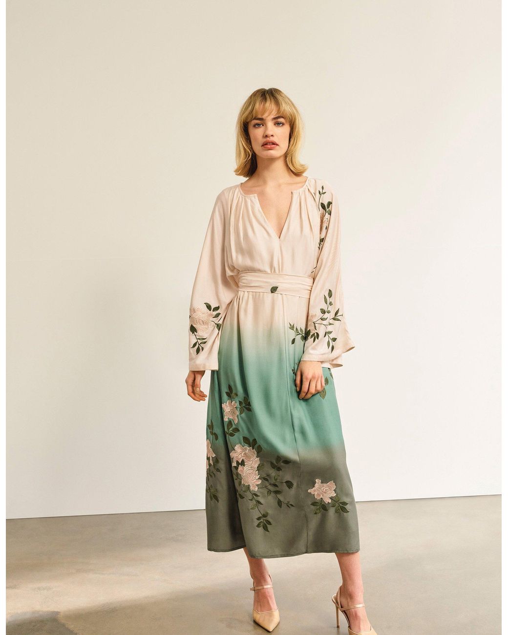 Monsoon Florence Ombre Floral Dress Green Lyst UK