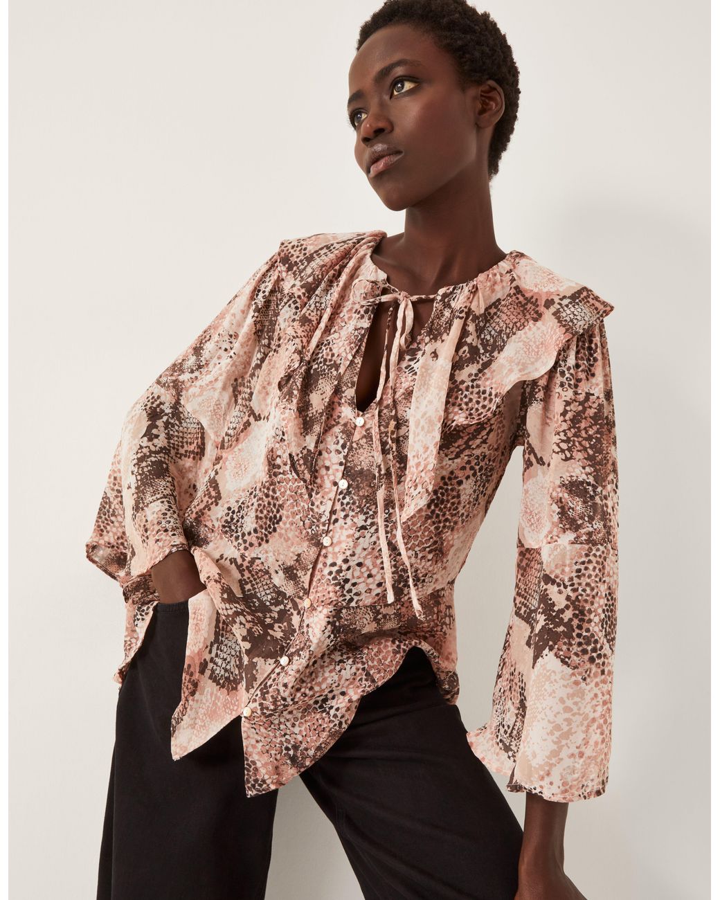 Monsoon Brown Synthia Snake Print Blouse Pink
