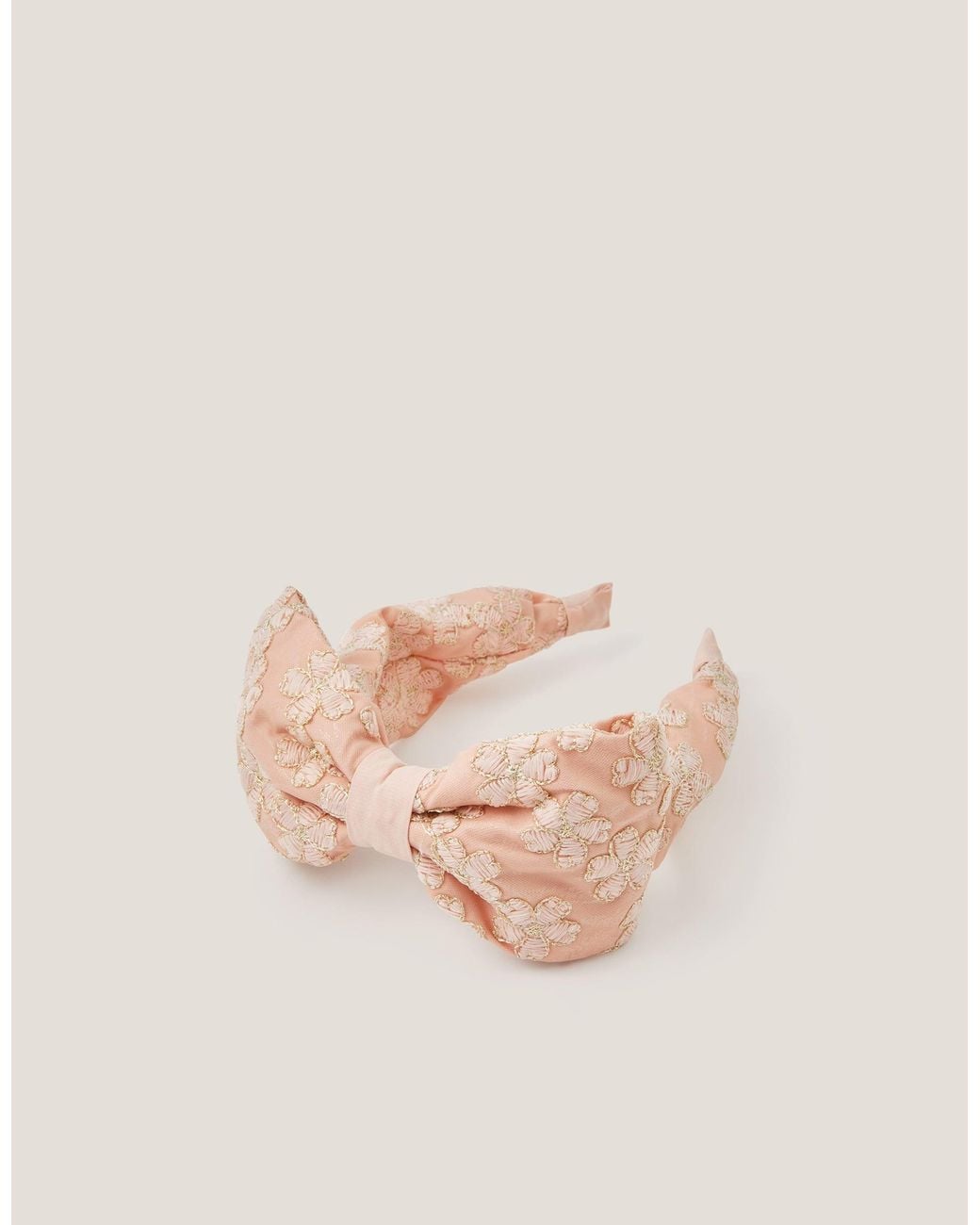 Monsoon Pink Sara Floral Embroidered Bow Headband