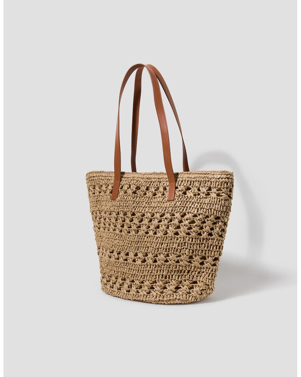 Monsoon Metallic Amber Raffia Crochet Tote Bag