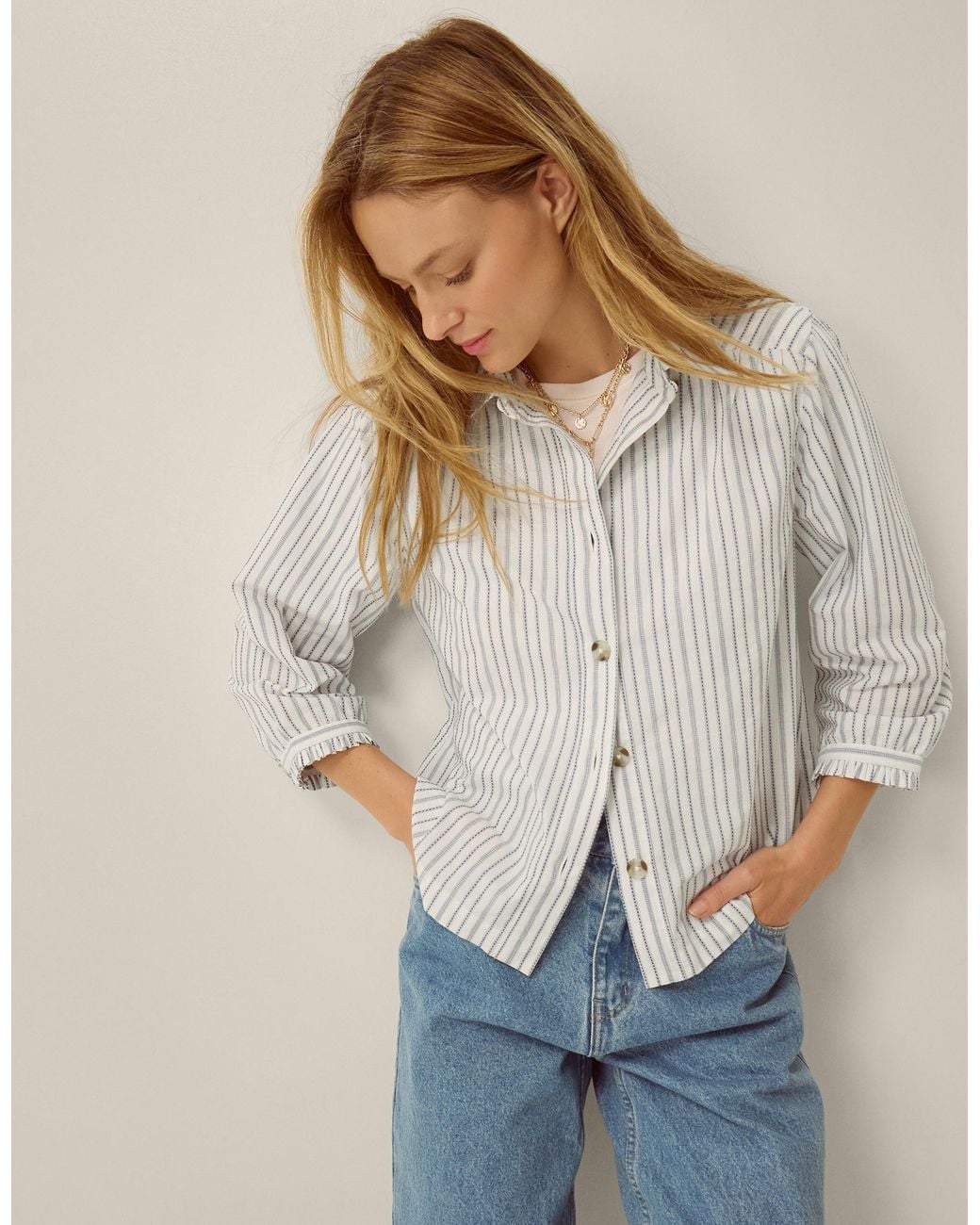 Monsoon Natural Gilly Stripe Shirt White