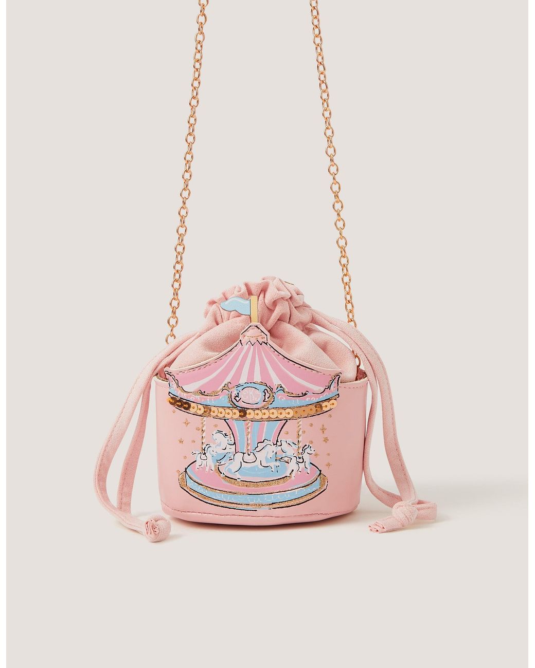 Monsoon Pink Carousel Print Drawstring Crossbody Bag
