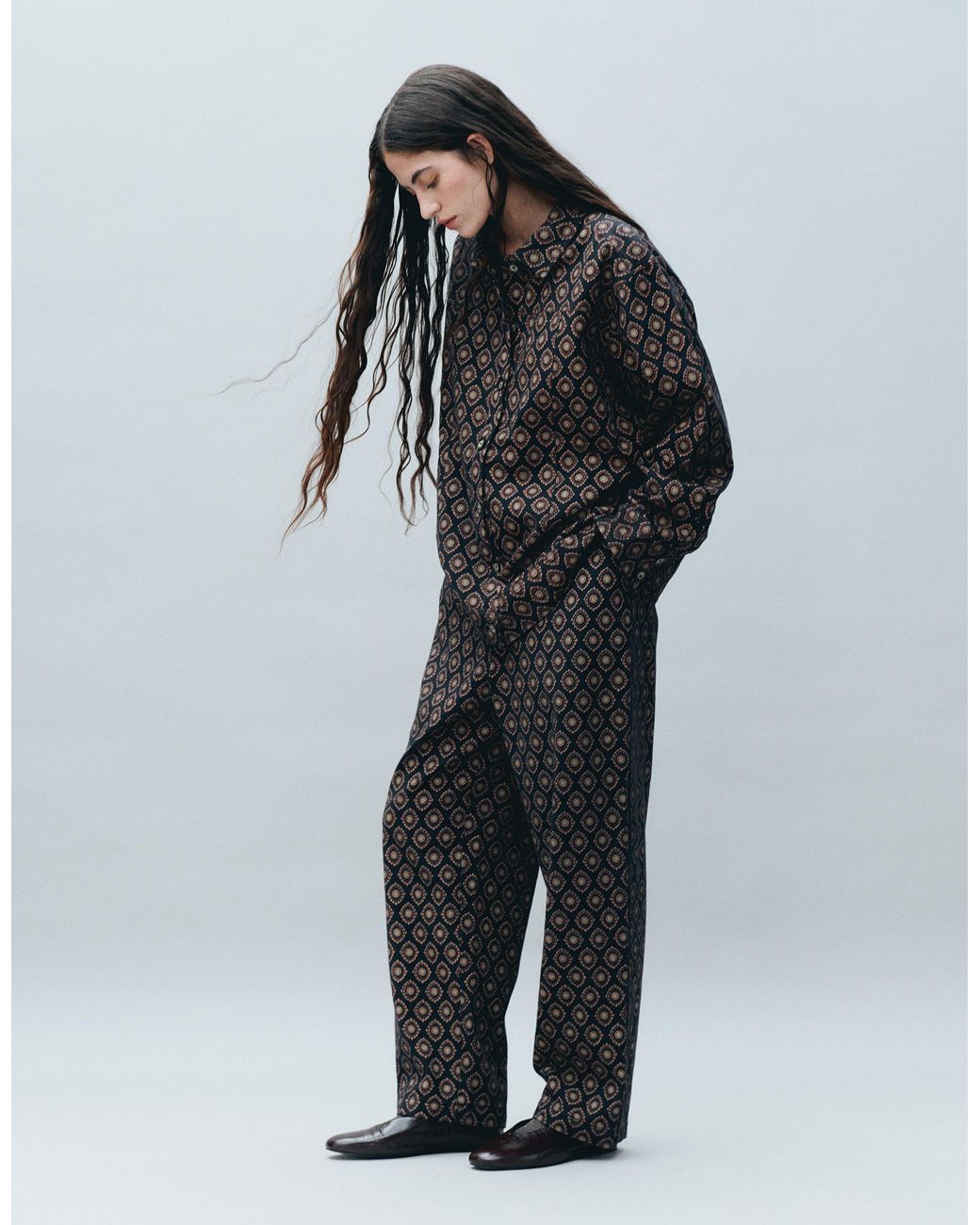 Monsoon Black East Pheba Print Cotton Twill Trousers Multi