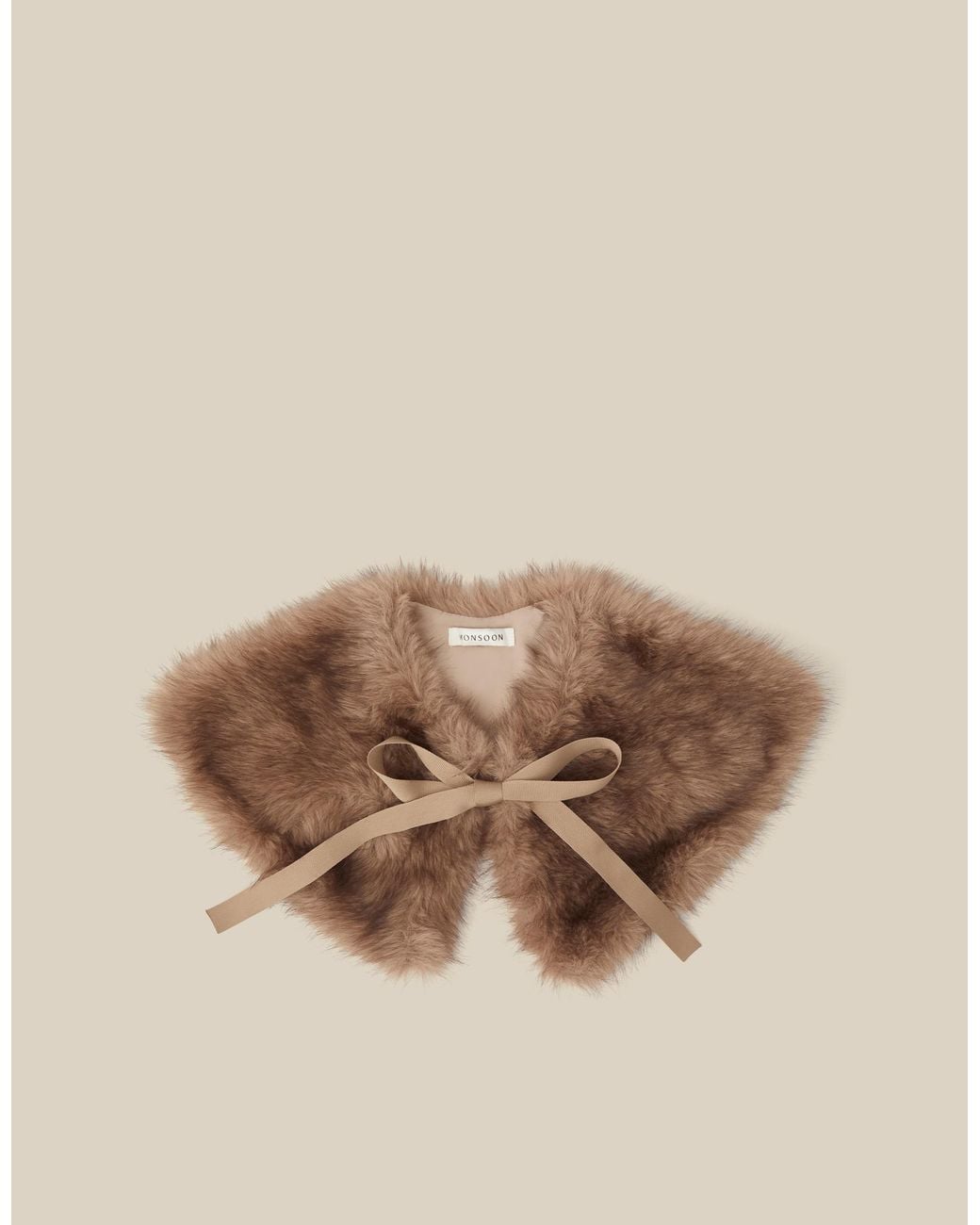 Monsoon Natural Rhi Faux Fur Collar