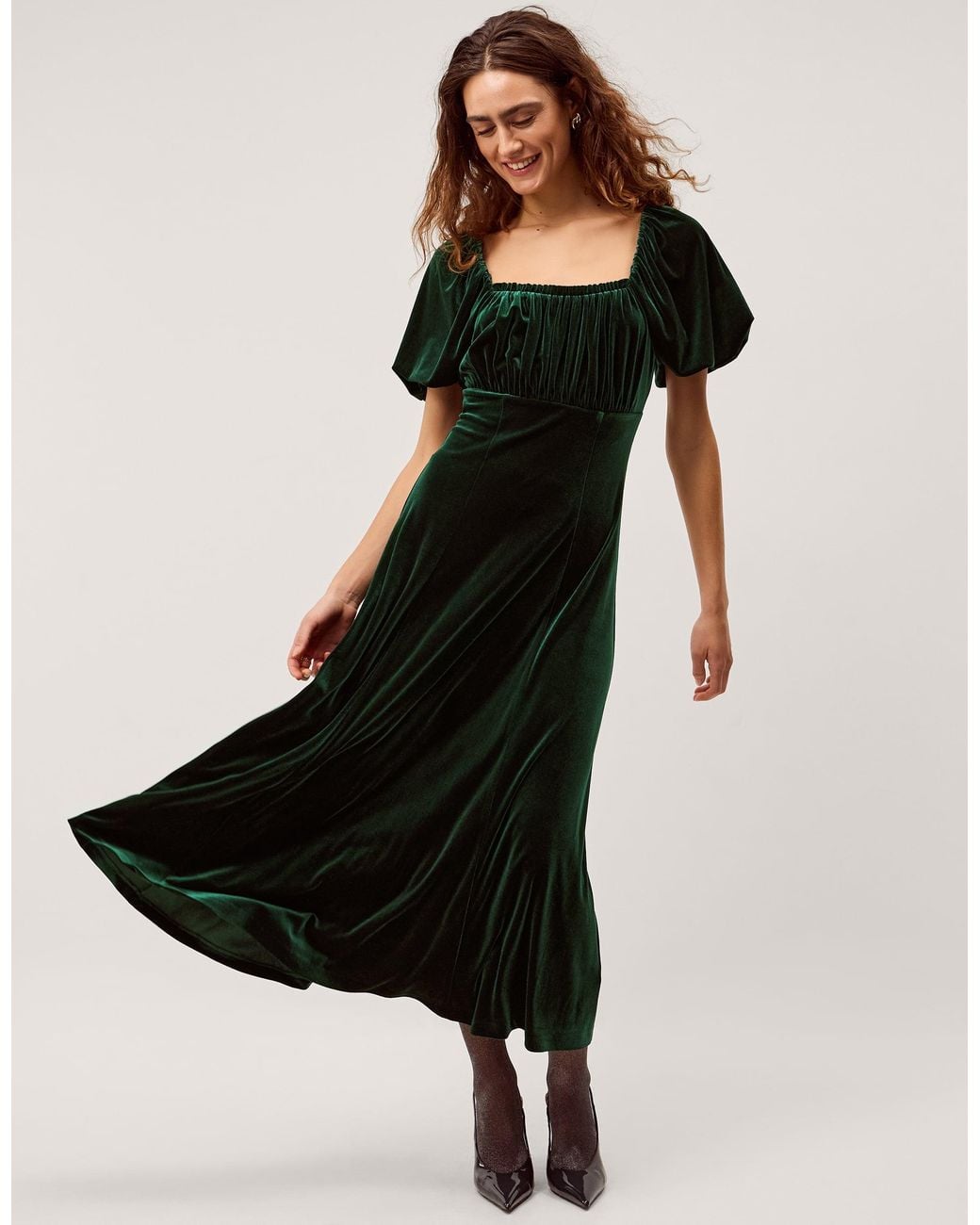 Monsoon Black Cynthia Velvet Midi Dress