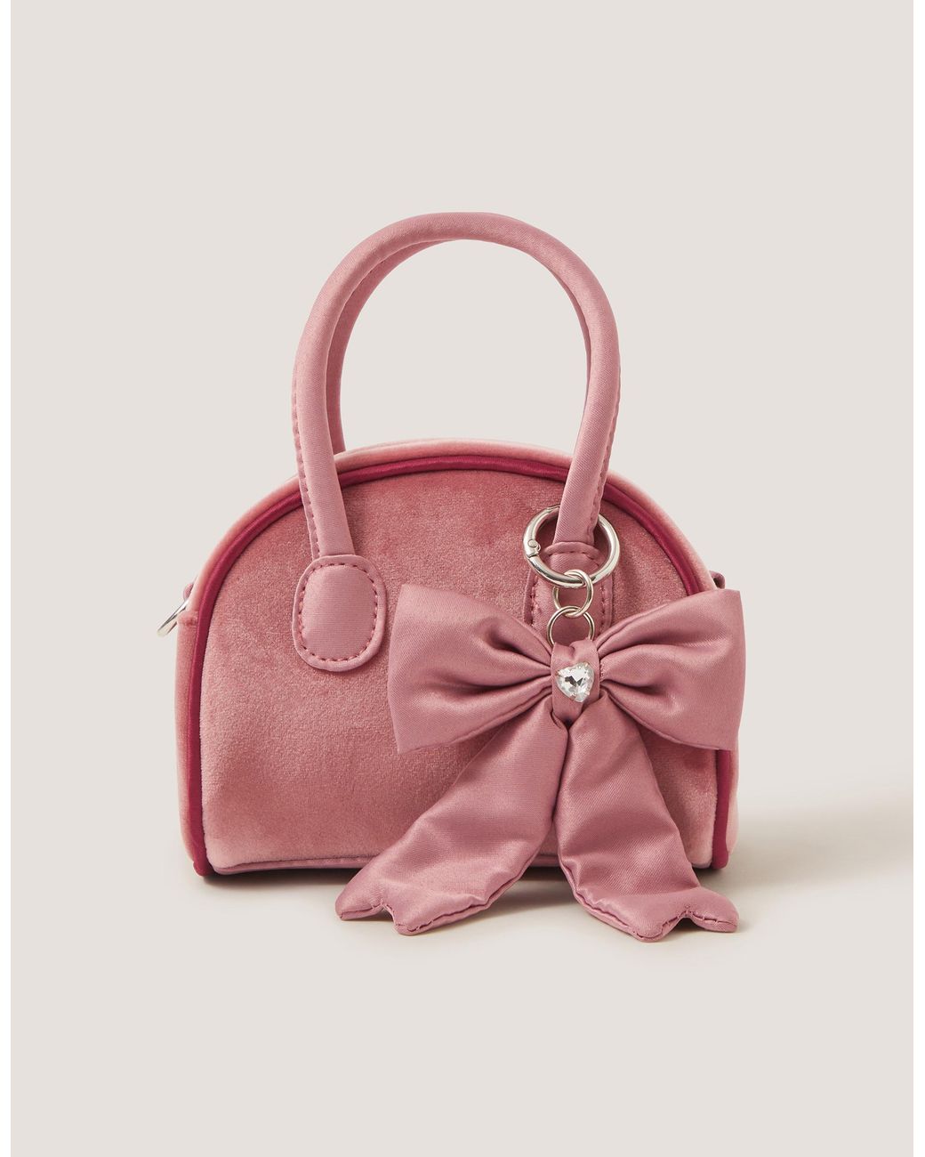 Monsoon Pink Lucy Bow Charm Velvet Bag