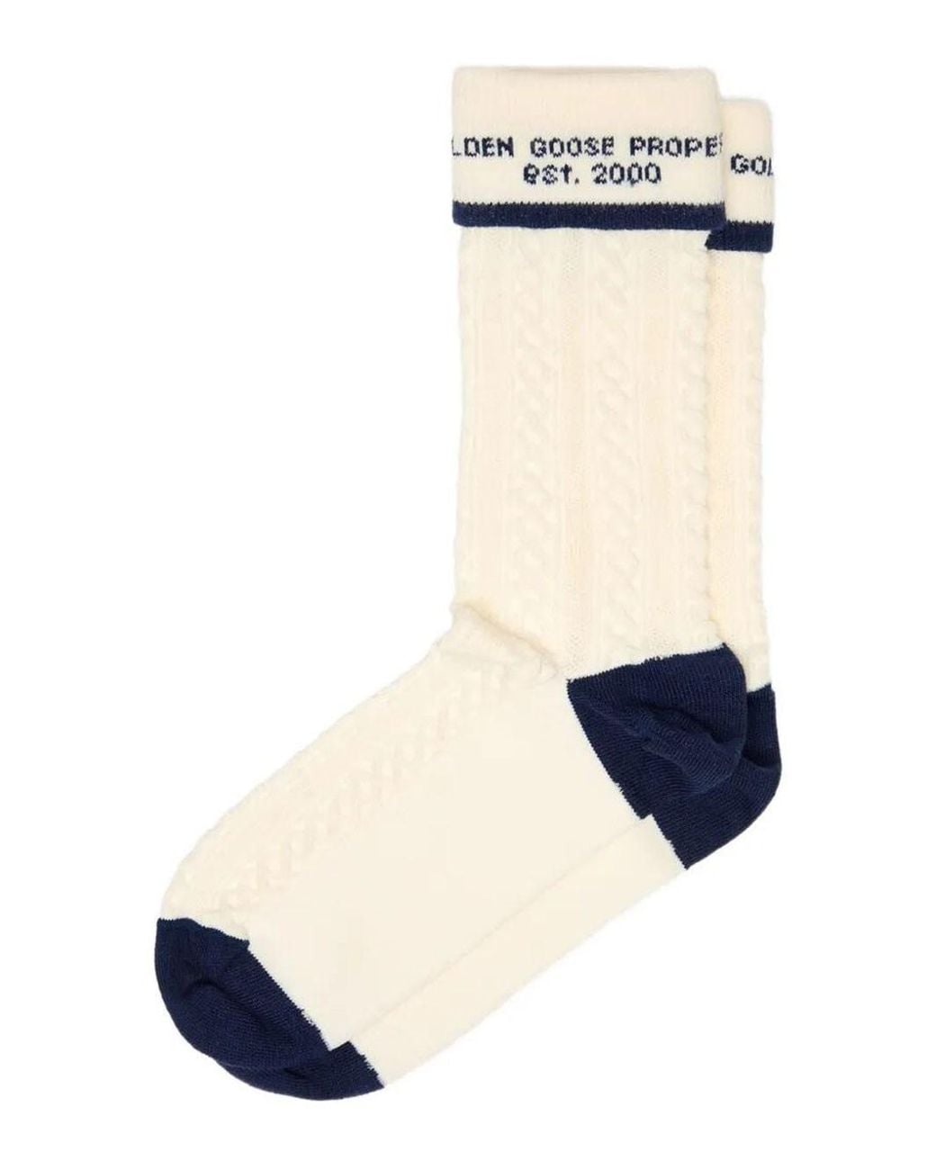 Golden Goose Deluxe Brand Blue Woven Embroidery Socks With Turn-Up