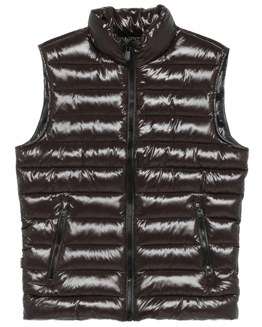 Save The Duck Black Gil Padded Vest With Lacquered Finish for men