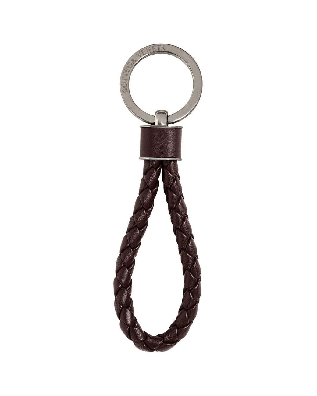 Bottega Veneta White Intreccio Key Ring for men