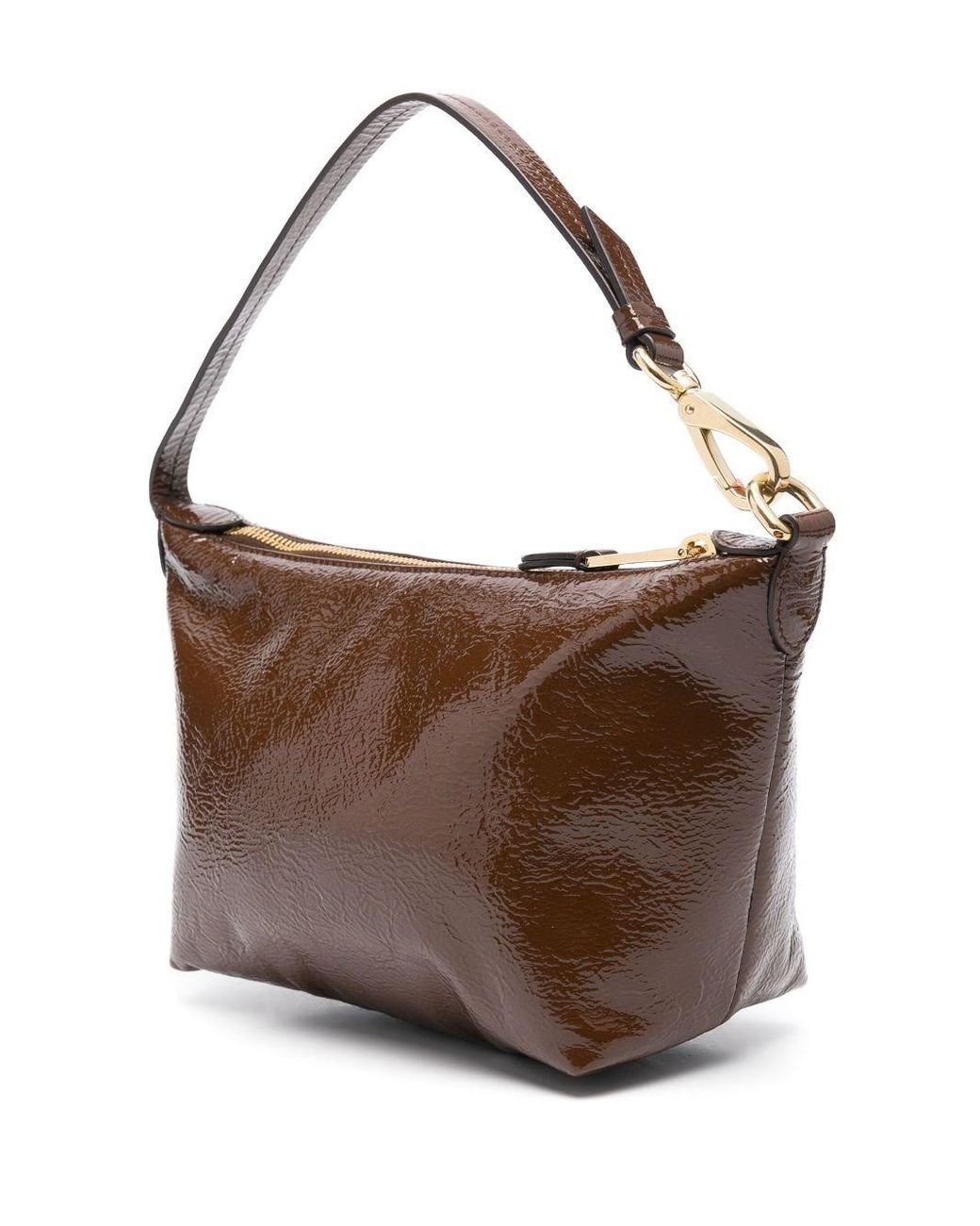 Miu Miu Naplak Patent Leather Pouch in Brown | Lyst