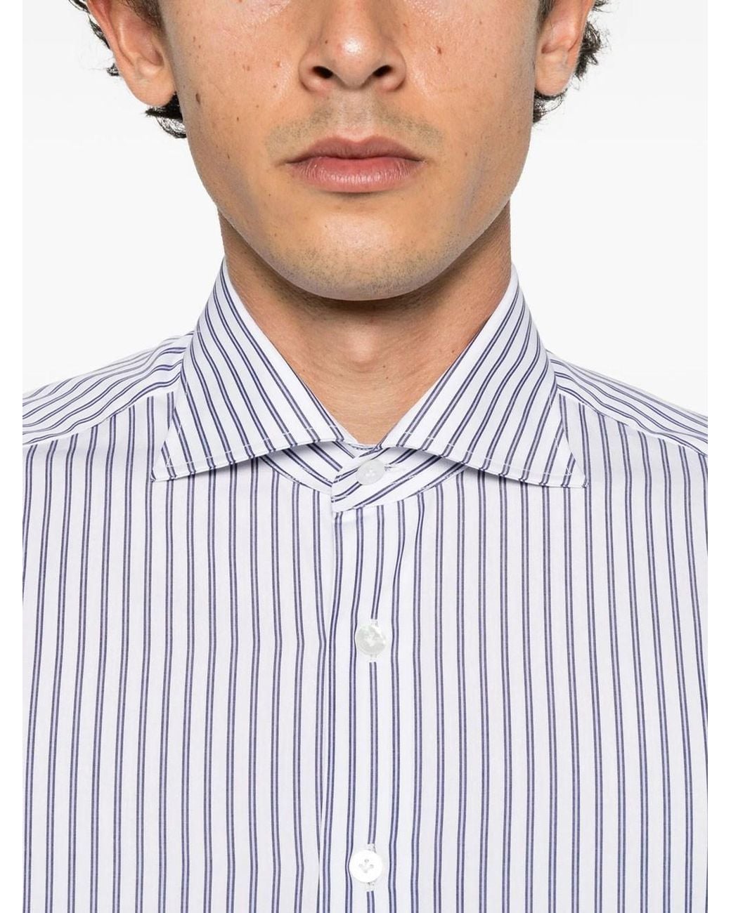 Borriello White Striped Cotton Shirt for men