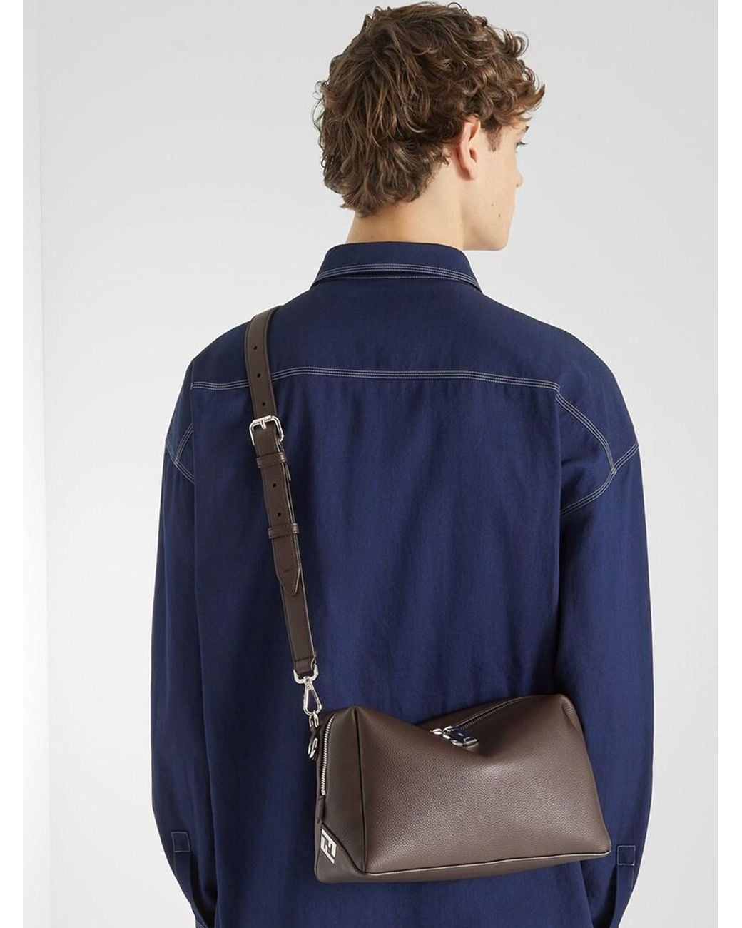 Fendi Brown Lui Medium Leather Shoulder Bag for men
