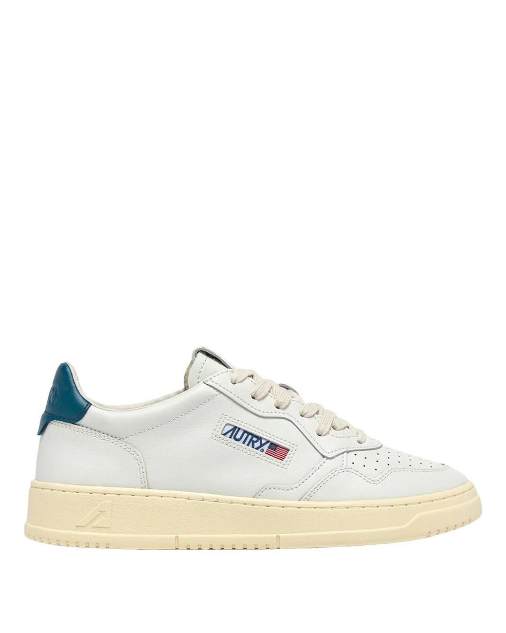 Autry White And Mallard Blue Leather Medalist Low Sneakers for men