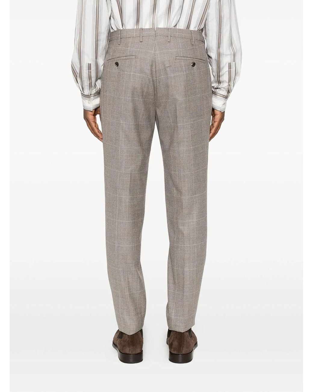 Incotex Gray Tapered Wool Trousers With Prince Of Wales Check for men