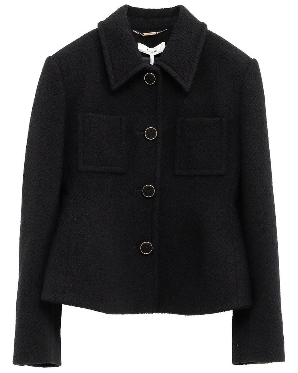 Chloé Black Wool Blend Jacket With Buttons
