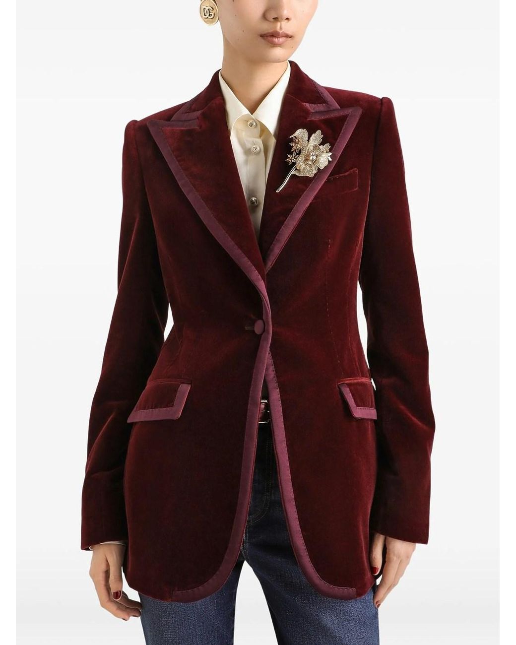 Dolce & Gabbana Purple Velvet Jacket With Leopard Print Lining