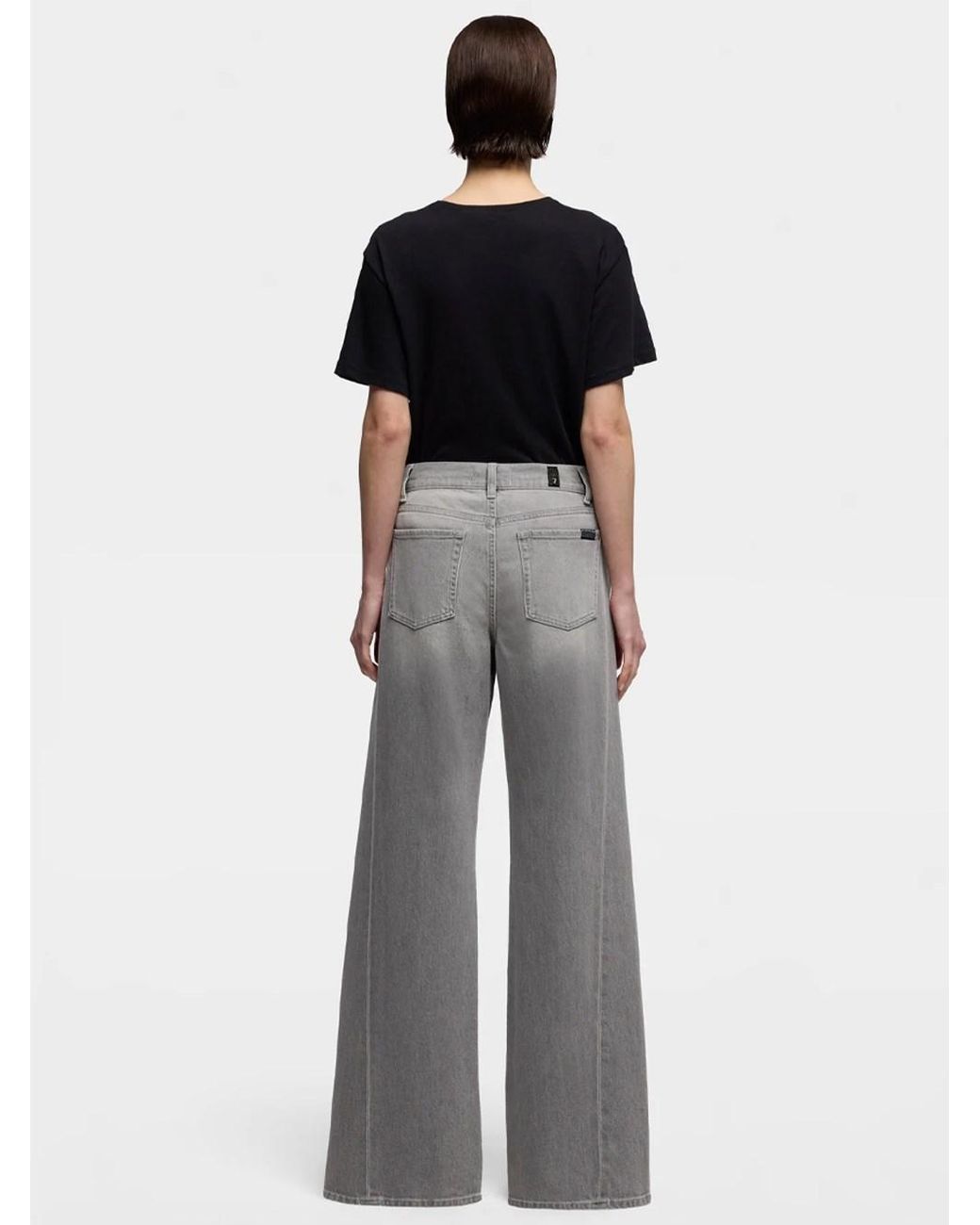 7 For All Mankind Gray Jeans Tailorless Lotta Con Gamba Ampia