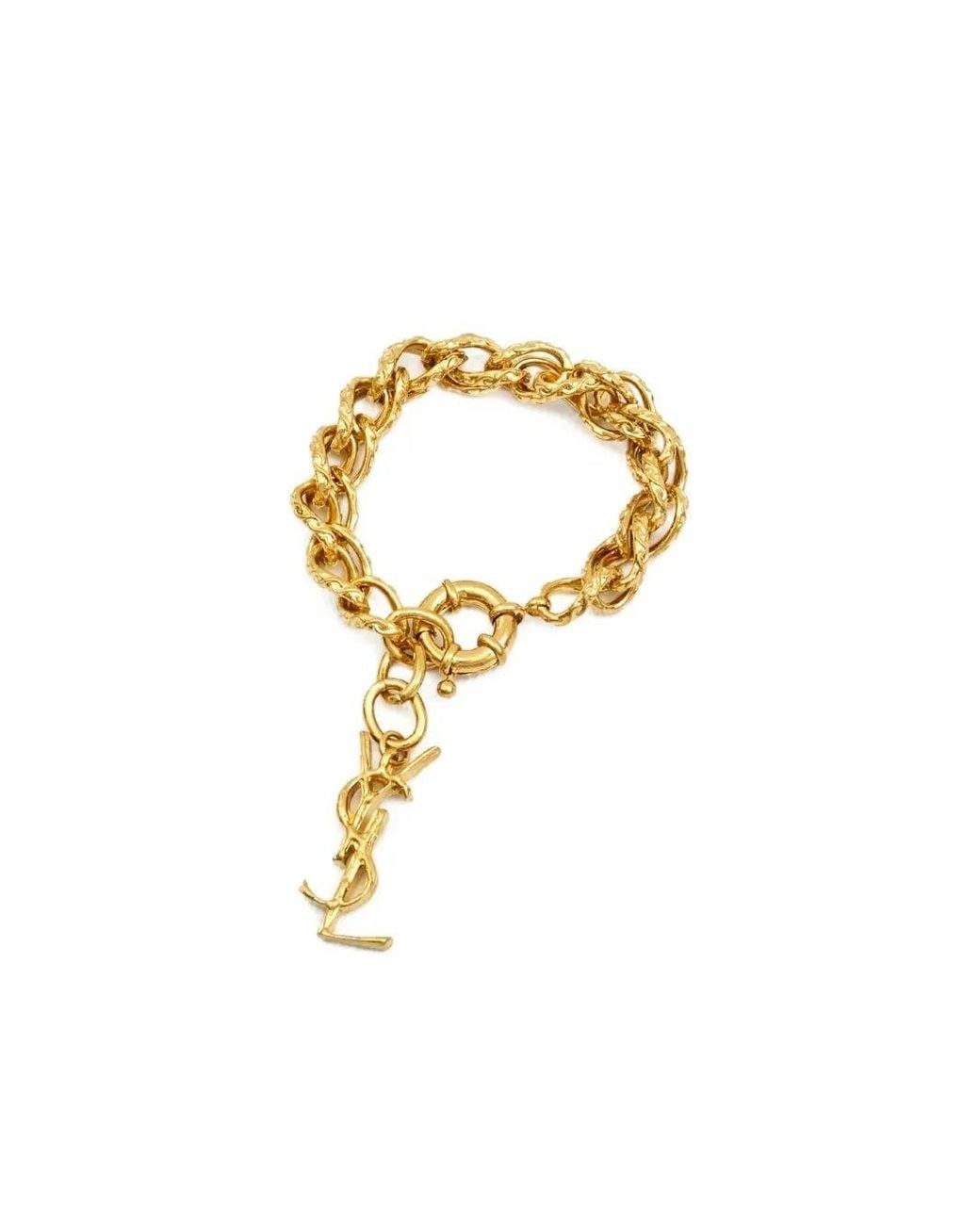 Saint Laurent Metallic Metal Rope Chain Bracelet