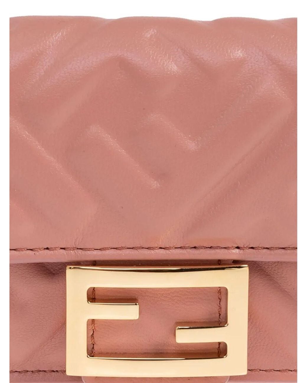 Fendi Pink Nappa Leather Baguette Micro Trifold Wallet