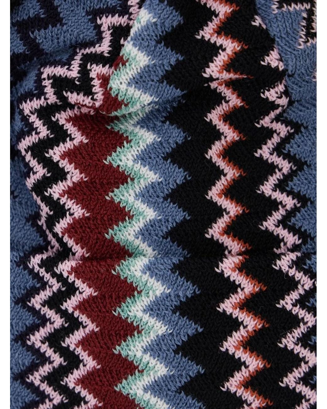 Missoni Blue Berretto Con Motivo A Zig-Zag
