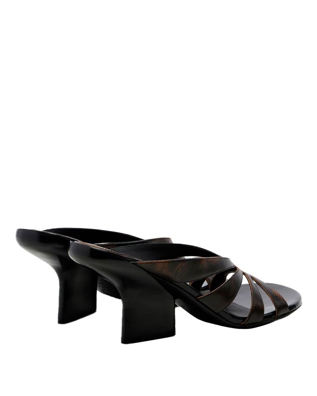 Dries Van Noten Black Distressed-Effect Leather Wedge Mule