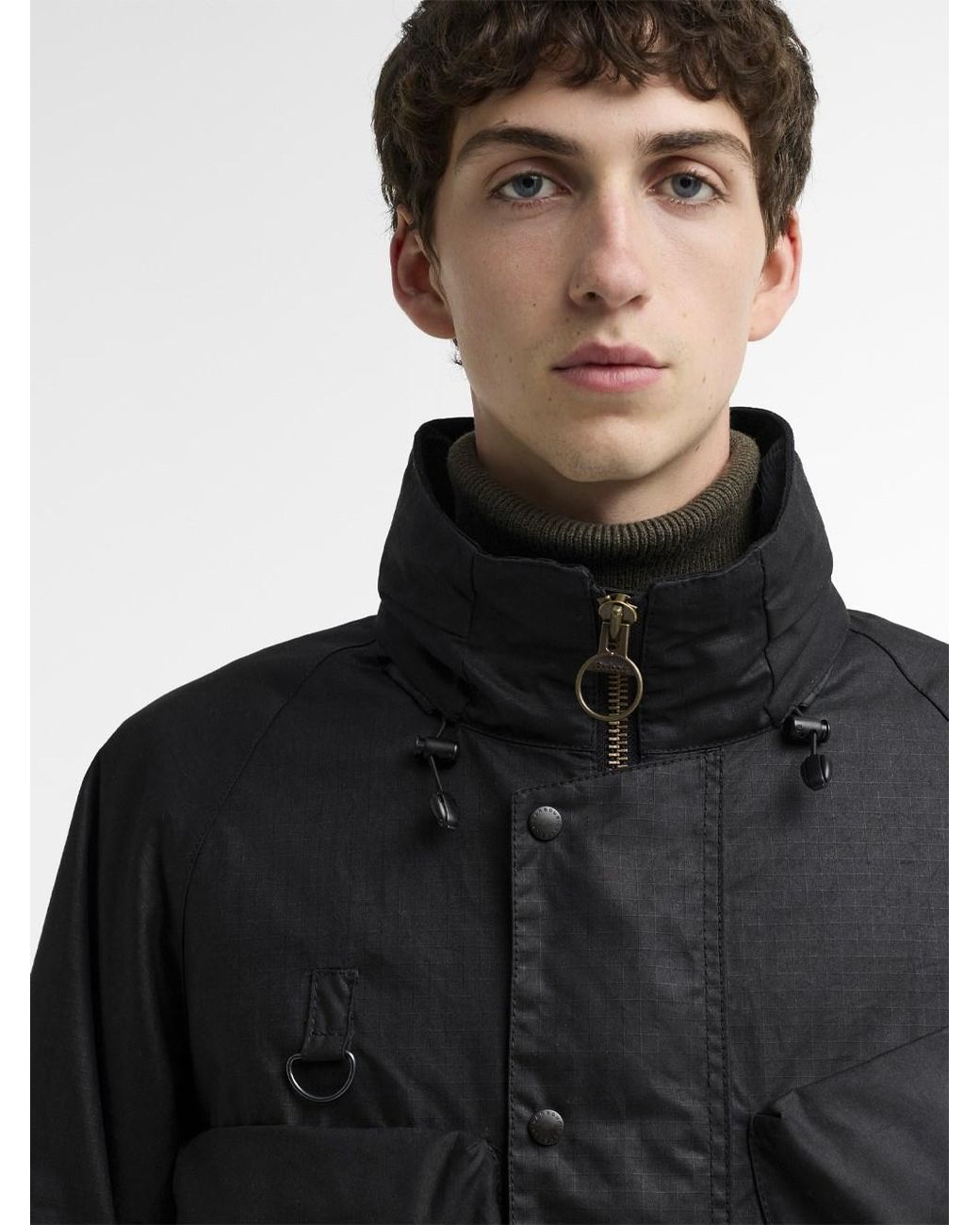 Barbour Black X Norbit: Waxed Ripstop Fabric Jacket for men