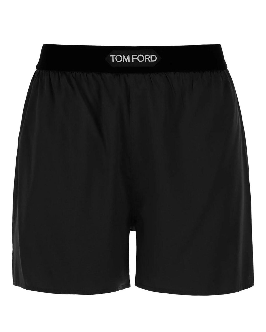Tom Ford Black Logo-Waistband Silk Shorts