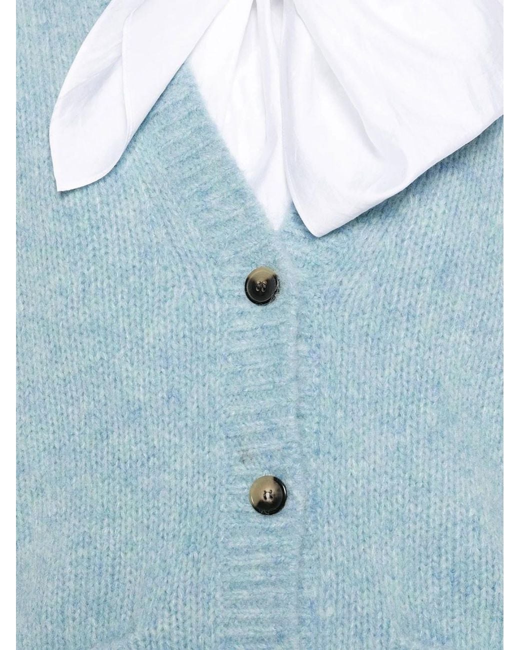 Dries Van Noten Blue Alpaca Blend Cardigan With V-neck