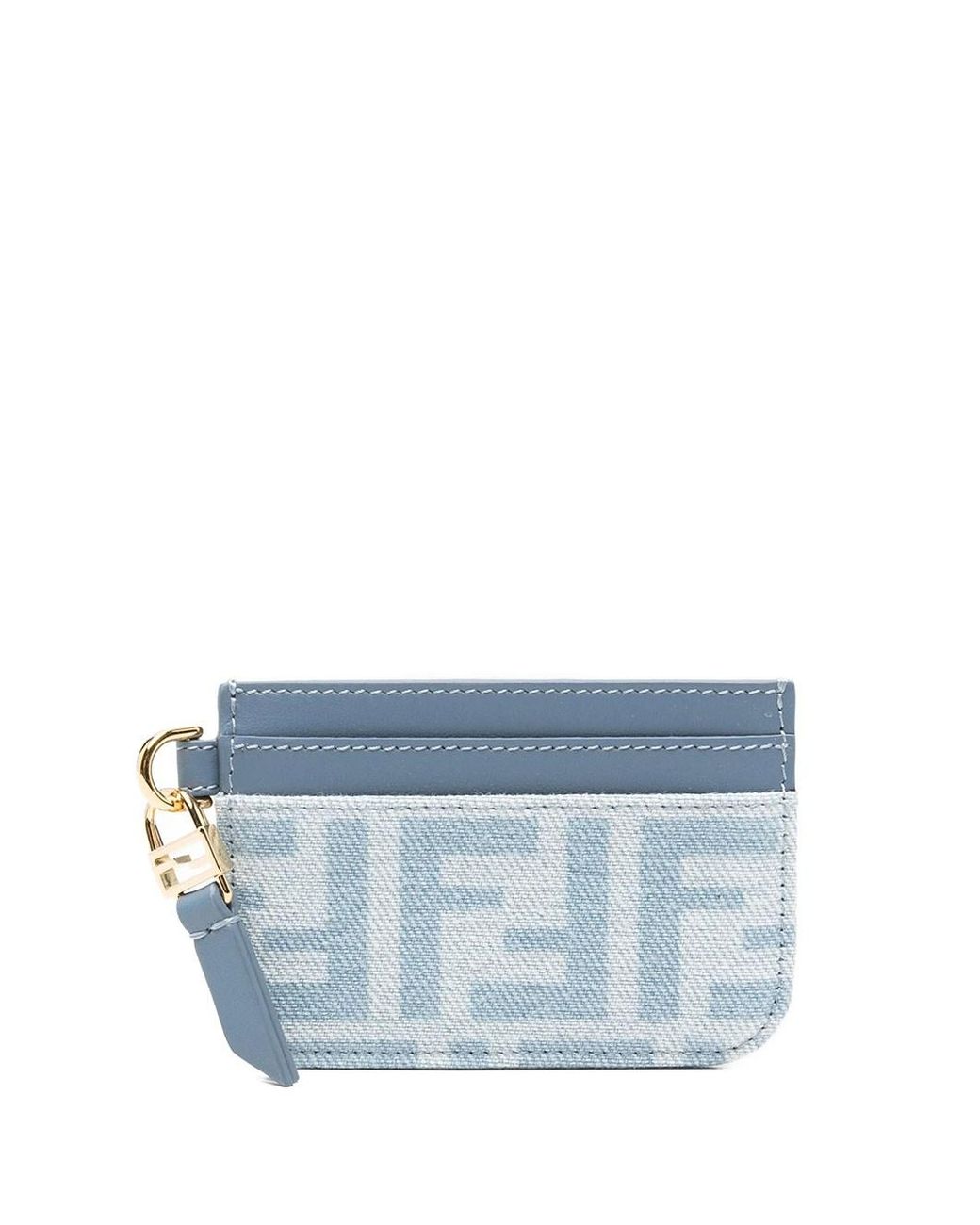Fendi Blue Baguette Ff Denim Flat Card Case