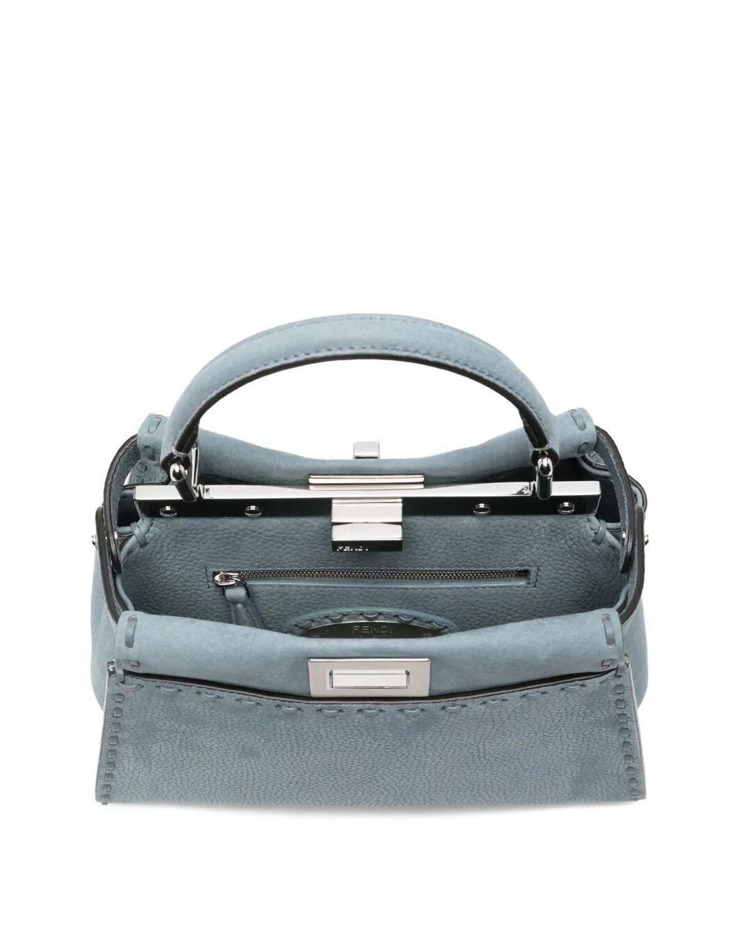 Fendi Blue Peekaboo Iseeu Mini Suede Bag