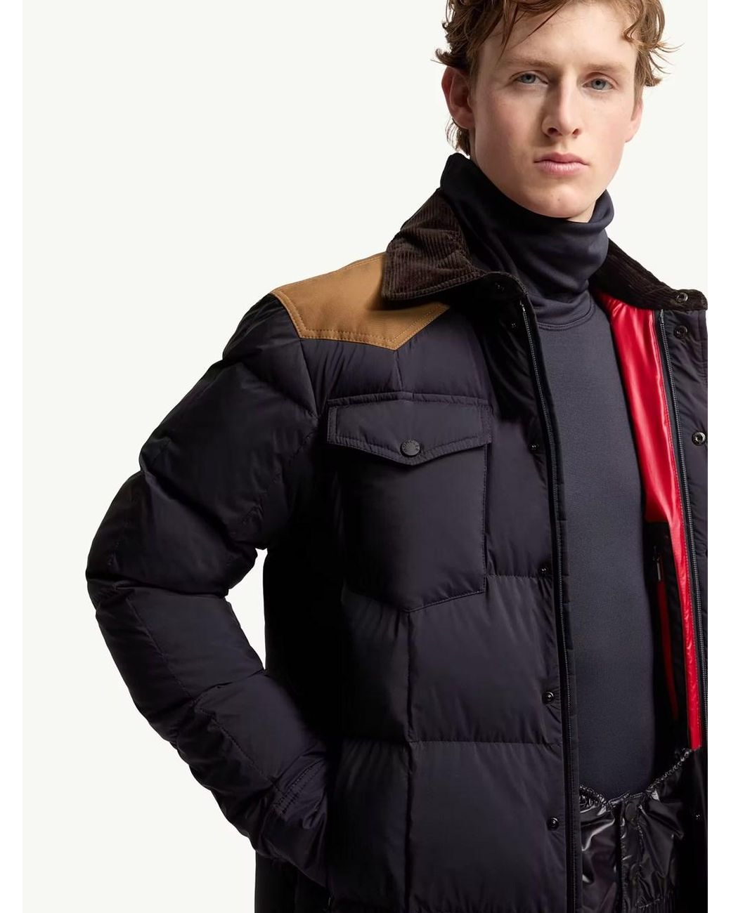 Moncler Blue Grenoble: Geltech Ski Down Jacket With Corduroy Trim for men
