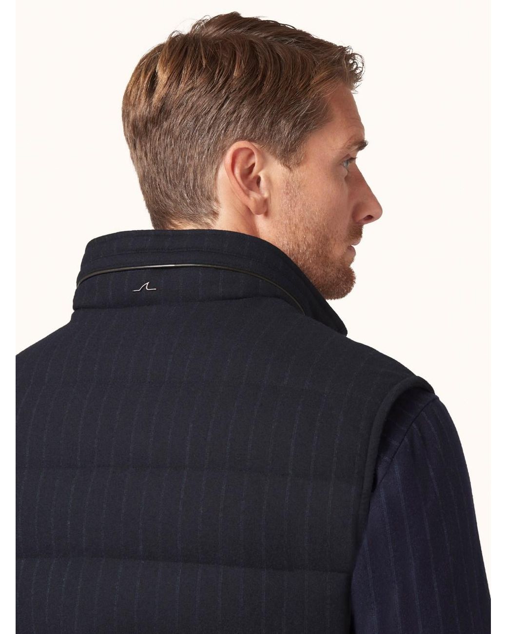 Paul & Shark Blue Quilted Pinstripe Wool Vest for men
