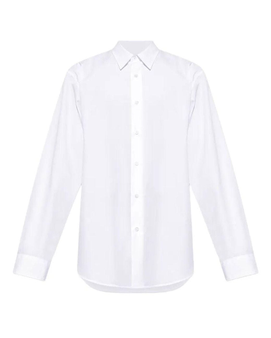 Dries Van Noten White Caper Cotton Poplin Shirt for men