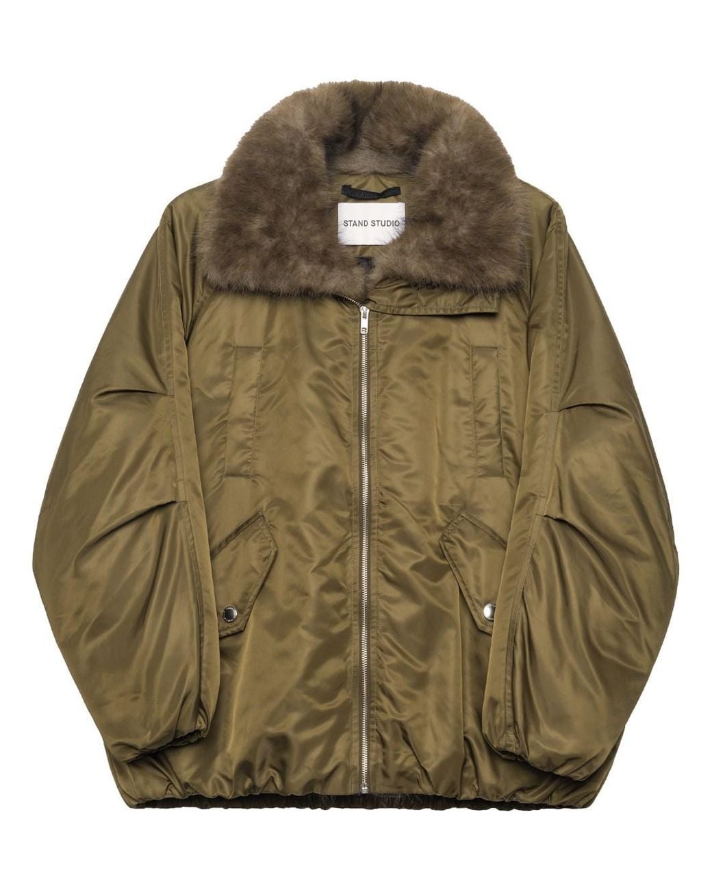 Stand Studio Green Thilda Shiny Nylon Jacket