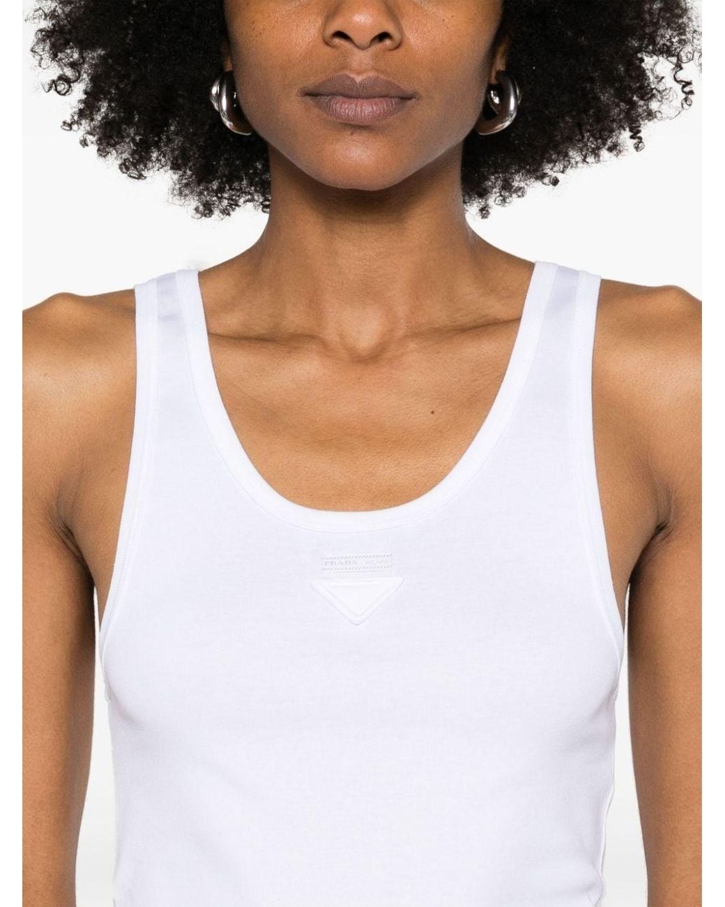 Prada Cotton Sleeveless Top in White | Lyst Australia