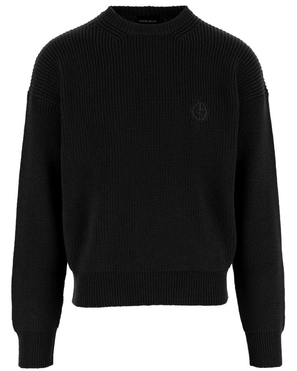 Giorgio Armani Black Maglione Girocollo for men