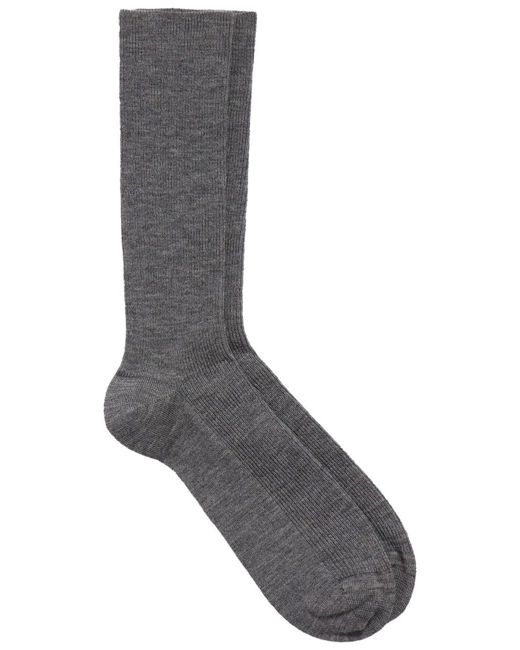 Balenciaga Gray Knee-high Ribbed Wool Socks Grey Melange