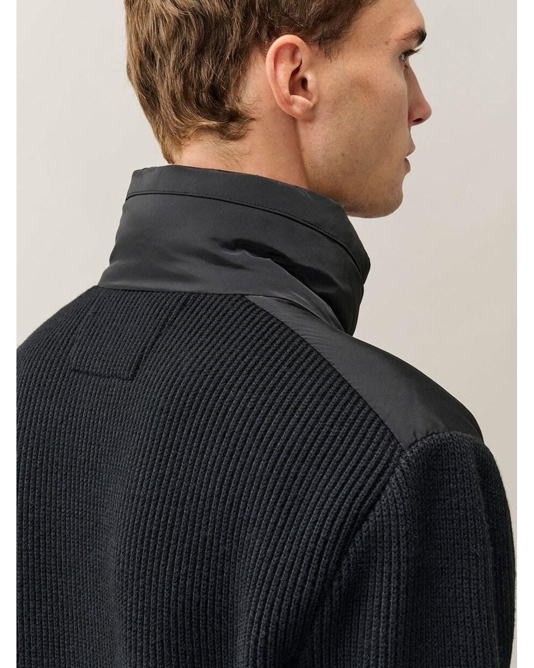 C P Company Black Extrafine Merino Wool Blend Zip Sweater for men